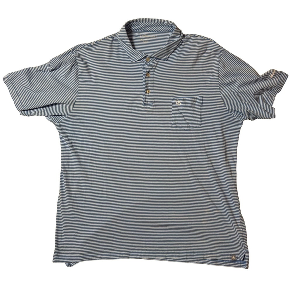 Peter Millar Mens XL Pima Cotton Striped Polo Shirt Blue White Member Member